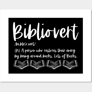 Bibliovert Definition - White Graphic - Funny Bookish Sayings Dictionary Posters and Art